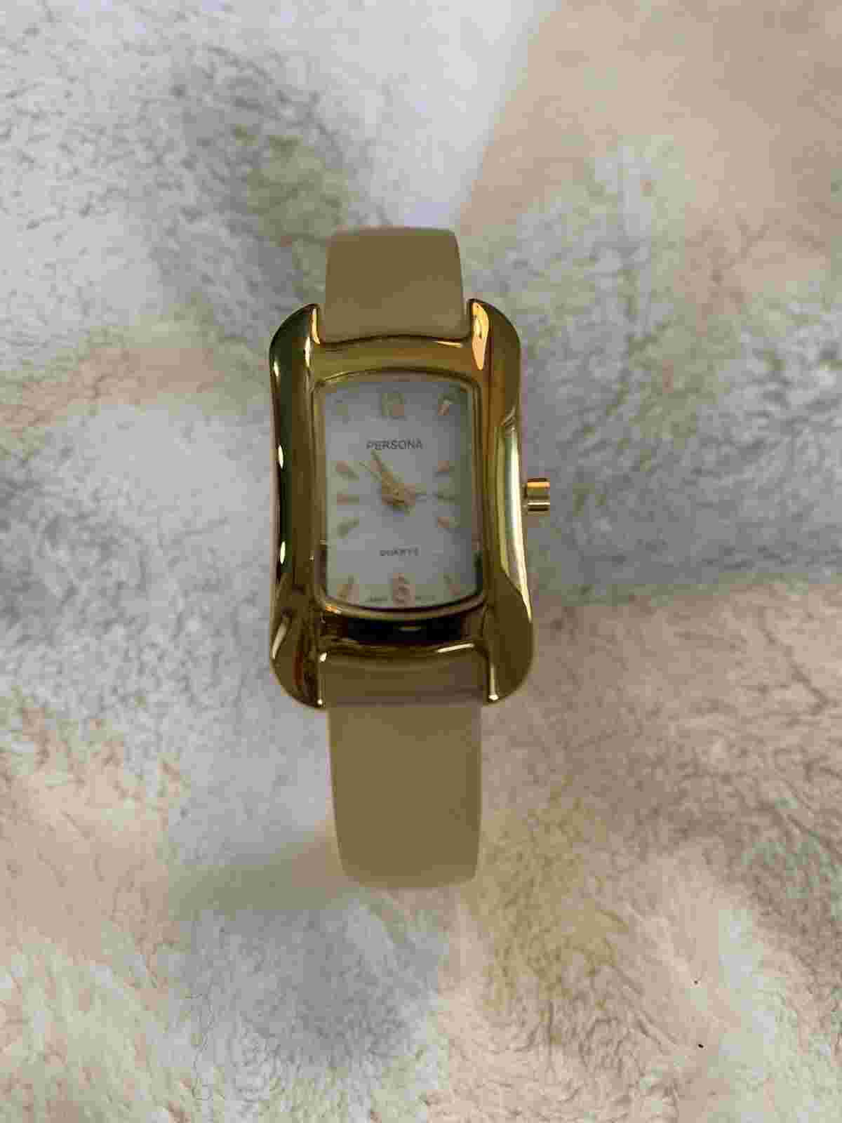 NEW Persona Beige Gold Bangle Watch