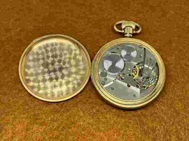 ECLIPSE GENTS POCKET WATCH FULLY WORKING SWISS MADE GOLD PLATED OPEN FACE USED