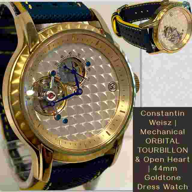 44mm Orbital TOURBILLON Mechanical | Goldtn Perlage Dial Constantin Weisz Watch