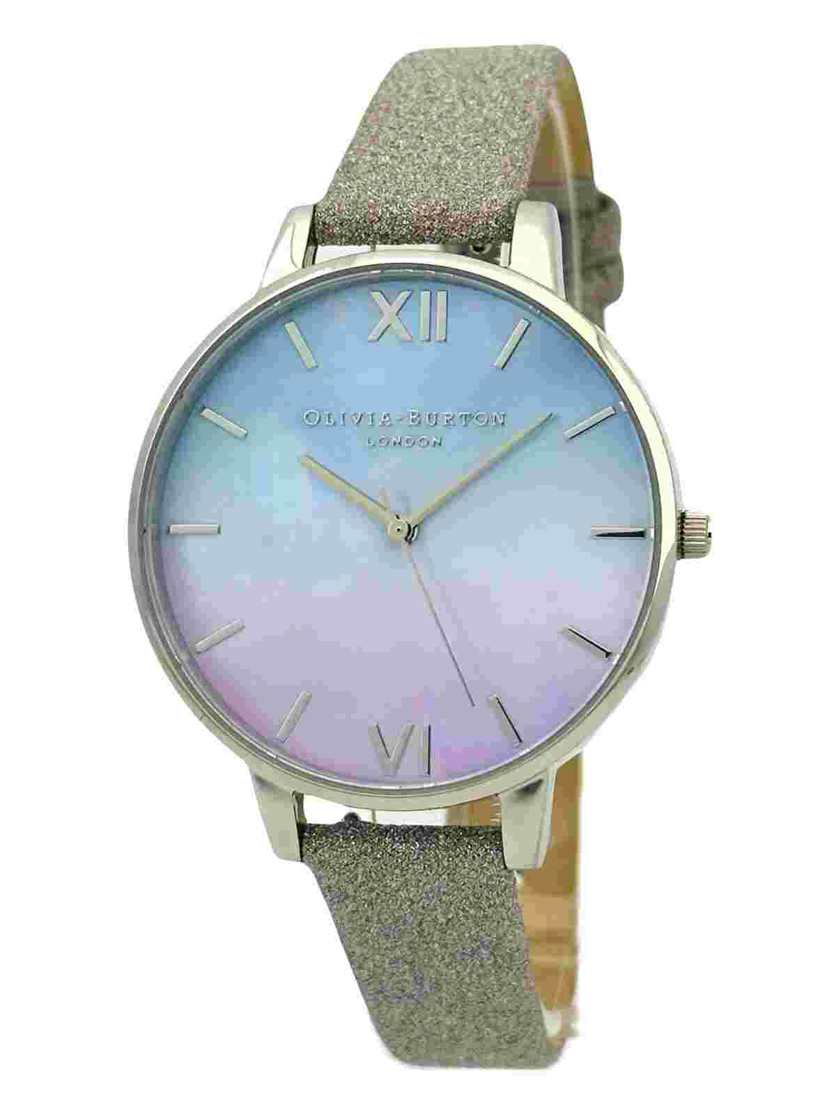 OLIVIA BURTON OBG143 OMBRE MOTHER OF PEARL DIAL WATCH WITH LILAC GLITTER STRAP