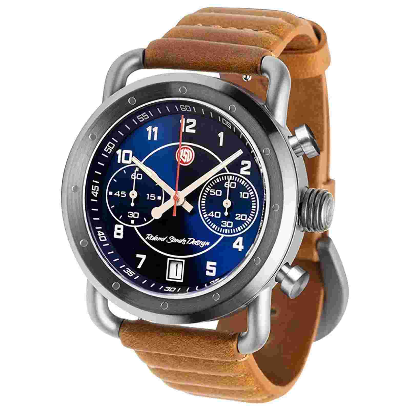 Szanto Icon Unisex Watch Roland Sands Signature Chronograph Tan Strap IC RS 2253