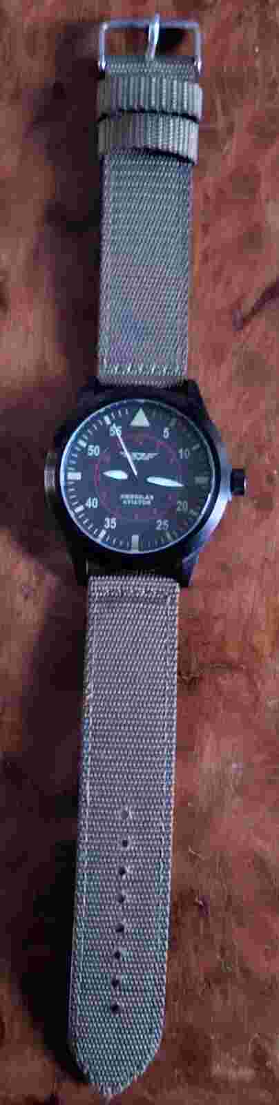 American Aviator Men's Quartz Watch 30MM Black Dial/Green Band #158279