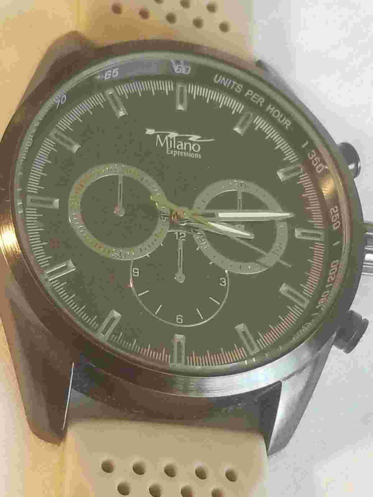 Men's Milano Military Style Watch Black & Cream 10" New Battery