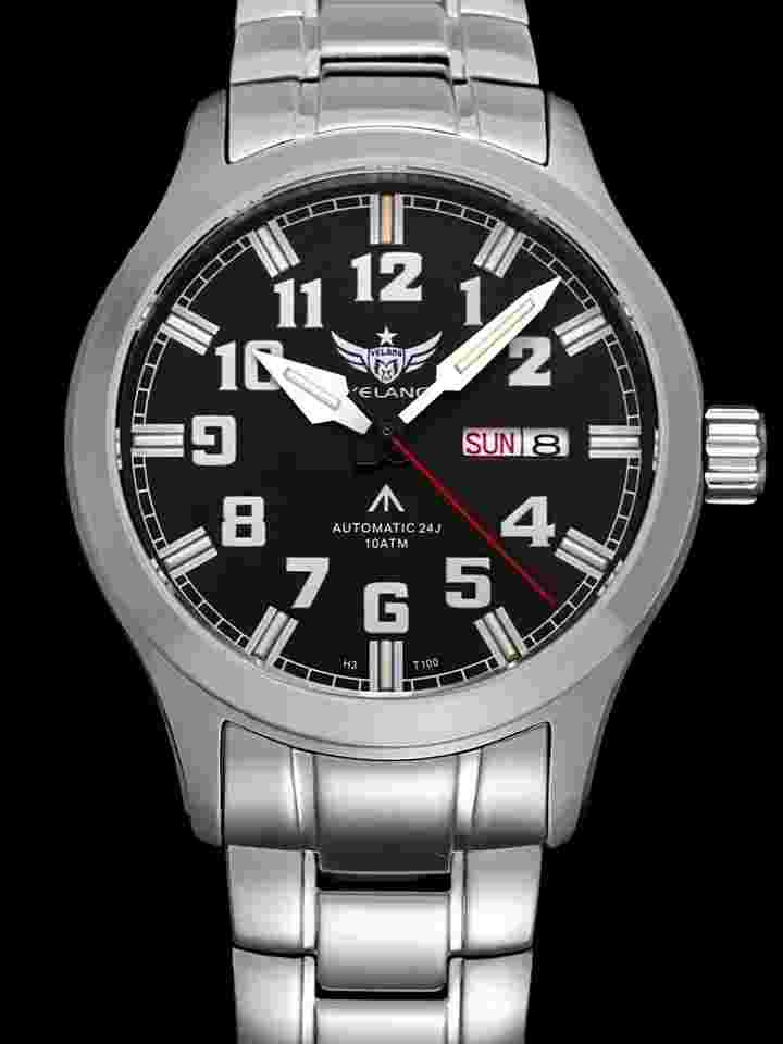 Yelang Men Automatic  Watch Japan Mov't 24Jewels Super Luminous Date Day WR100M