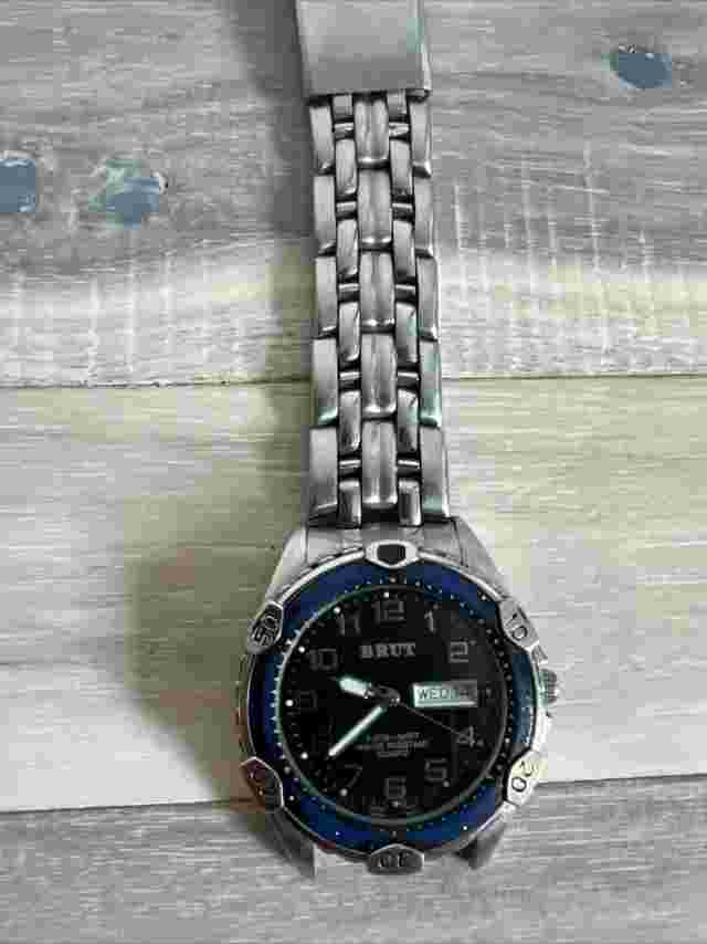 Vintage Men's Brut Day/Date Analog Watch - Untested May Need Battery/Repair