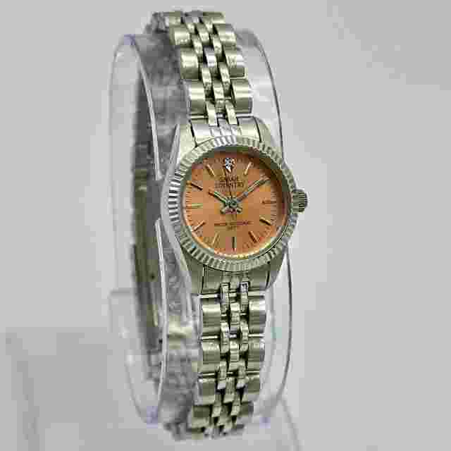 Ladies SARAH COVENTRY Silver Tone Fluted Bezel Diamond Accent Bracelet Watch