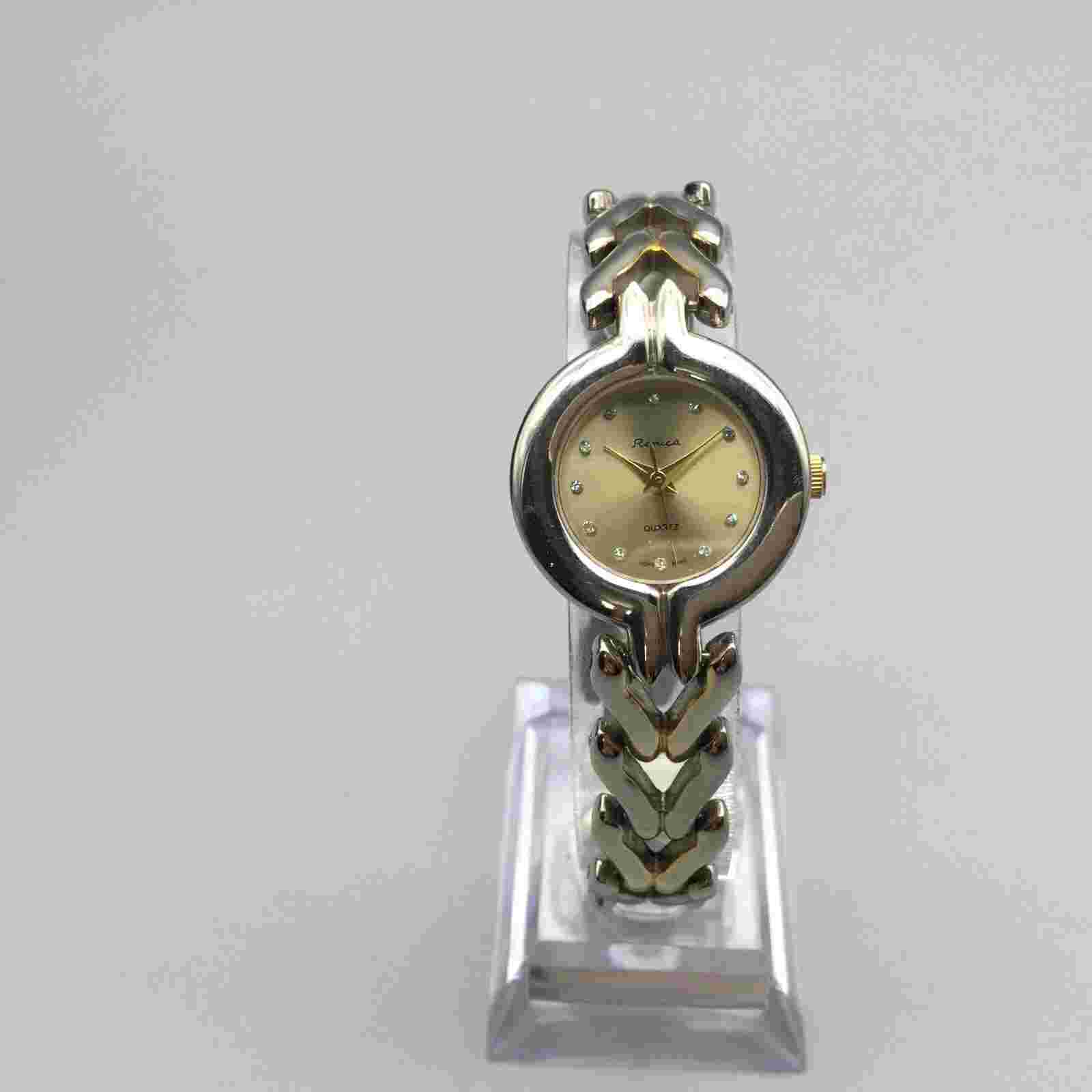 VIntage Ronica Watch Women 24mm Silver Gold Tone Bling New Battery 6.75"