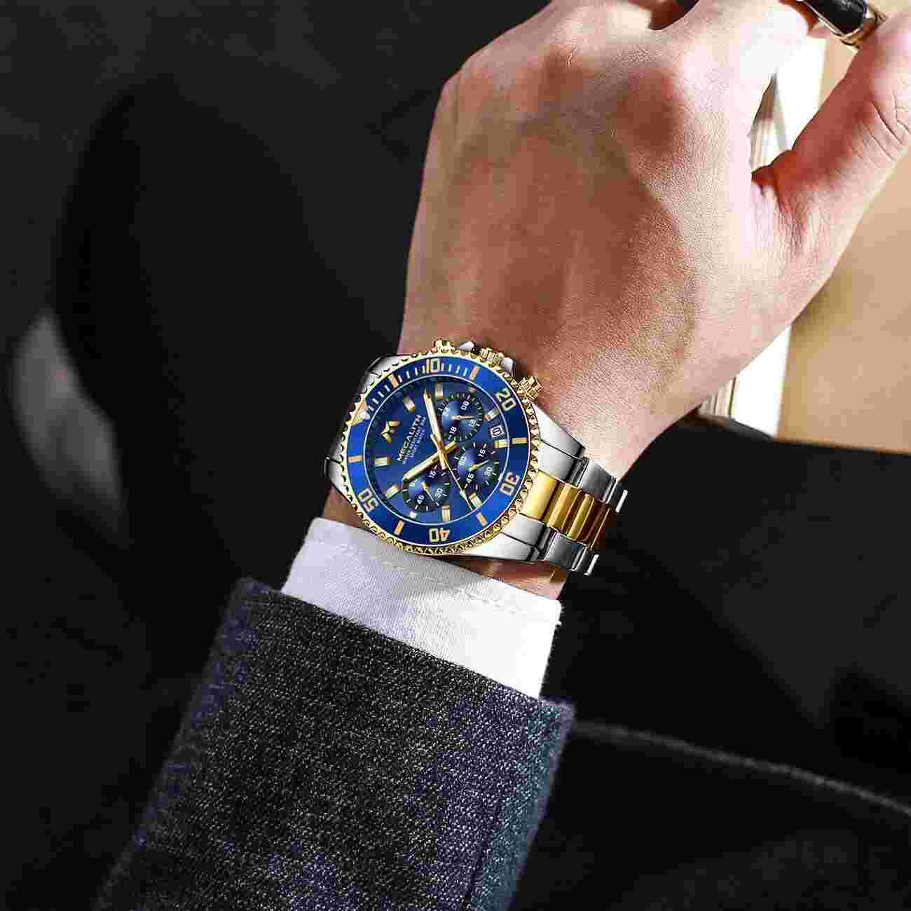 MEGALITH Mens Watches with Stainless Steel Waterproof Analog Quartz Fashion B...