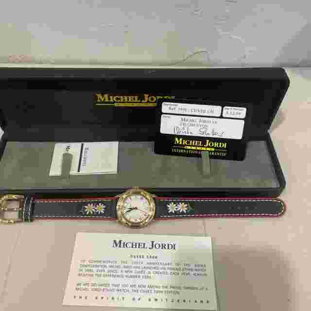MICHEL JORDI Women's Watch Vintage Gold Tone 1991 Quartz Leather Swiss