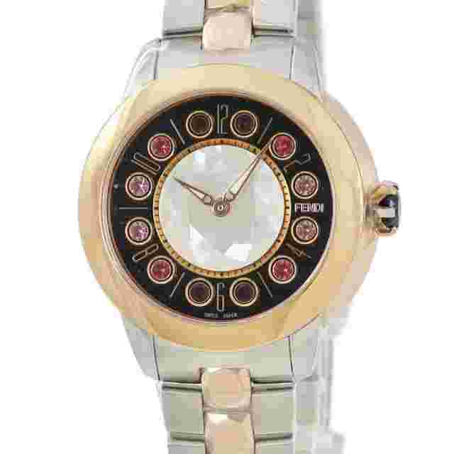 Fendi Eyeshine 33MM F121221500T01 Rose Gold Quartz Womens Watch Black Analog
