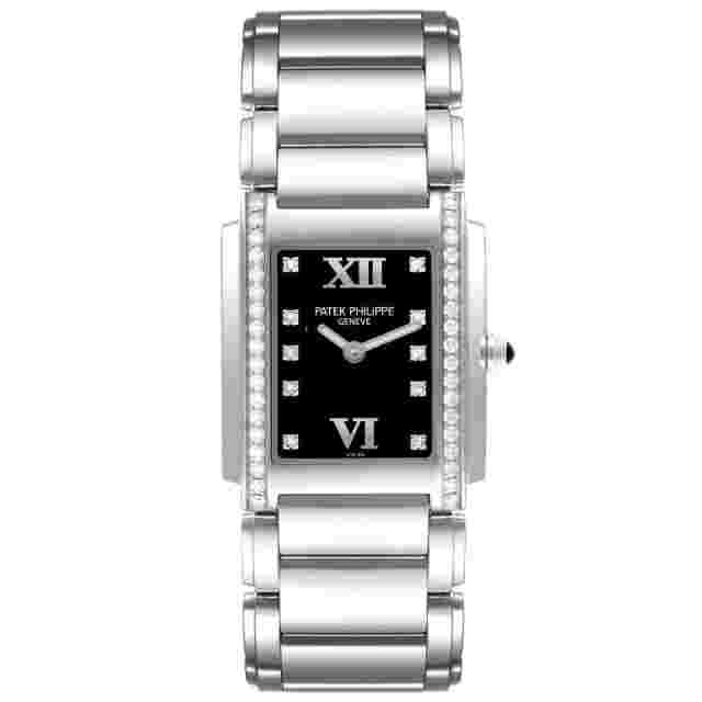 Patek Philippe Twenty-4 Steel Diamond Ladies Quartz Watch 4910 Papers