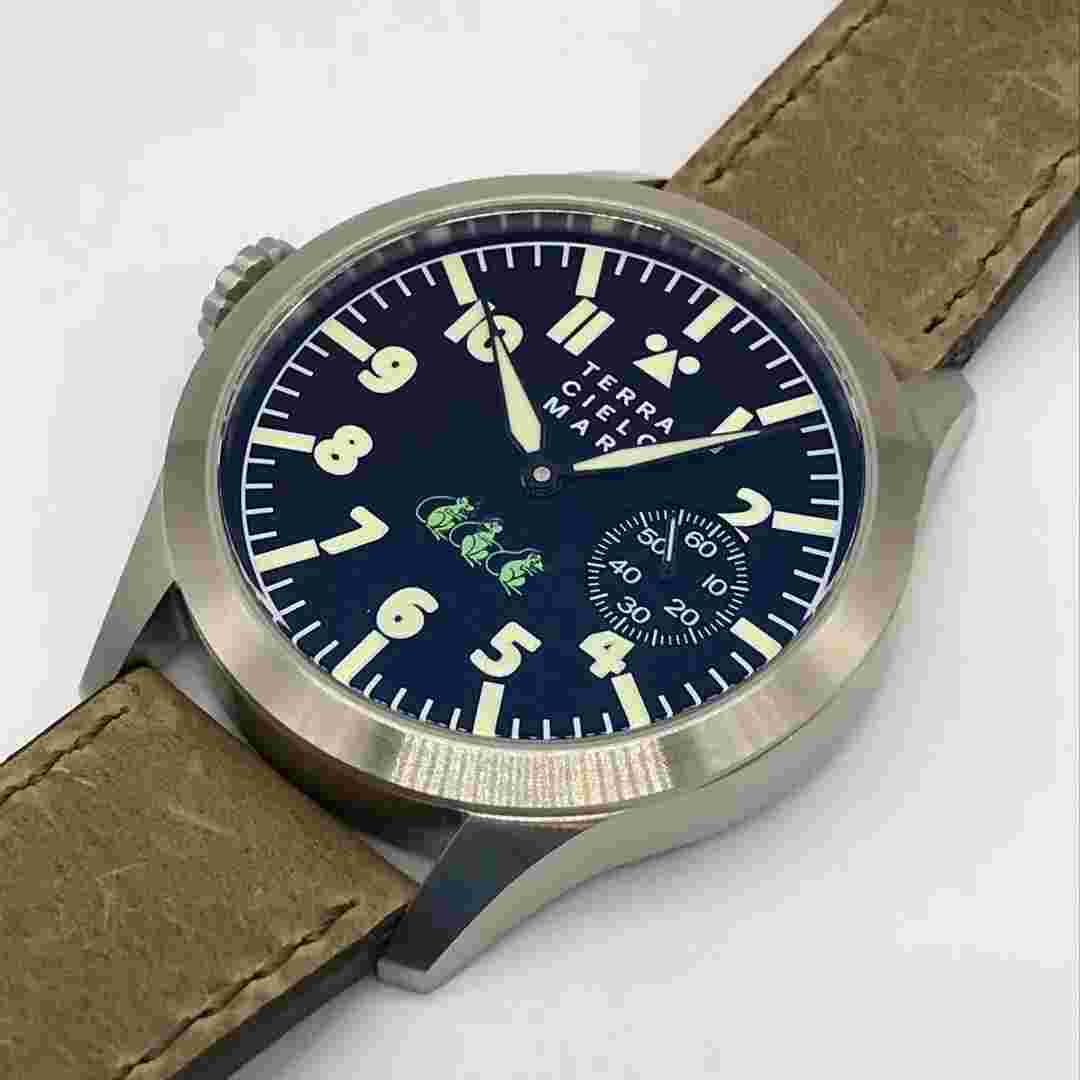 TERRA CIELO MARE CIELO MANCINO TC7004AC3PA Pilot Men's Watch Hand Wrap Tested