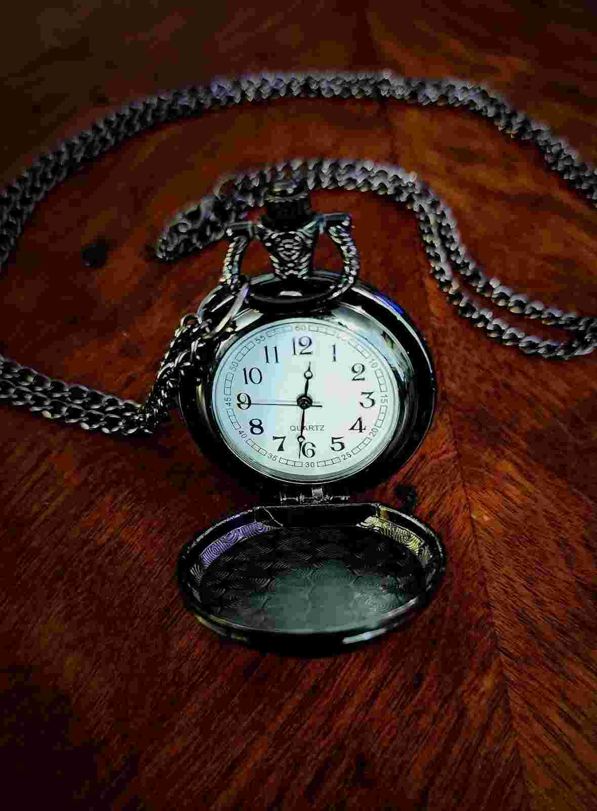 Route 66 Mother Road Motorcycle Black Pocket Watch