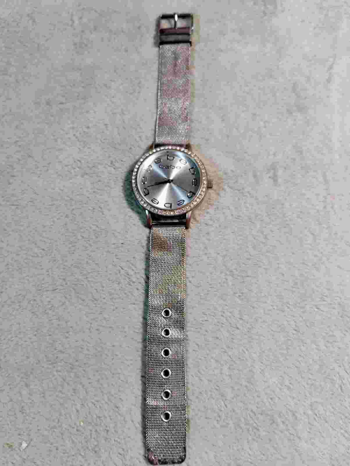 BeBe Women's Quartz Watch Mesh Metal Band With Rhinestones