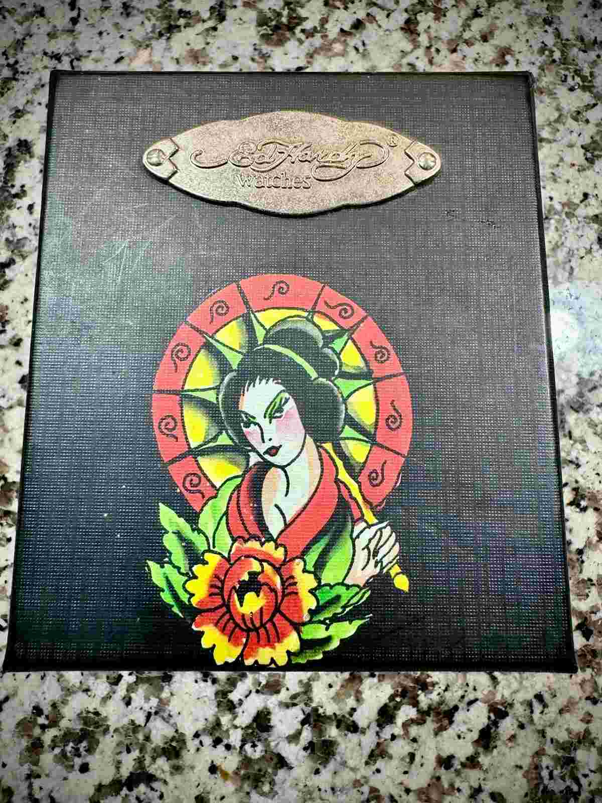 Vtg Y2K Ed Hardy Watch Wrist True Love Women Fuchsia Tattoo Stainless Jean Retro