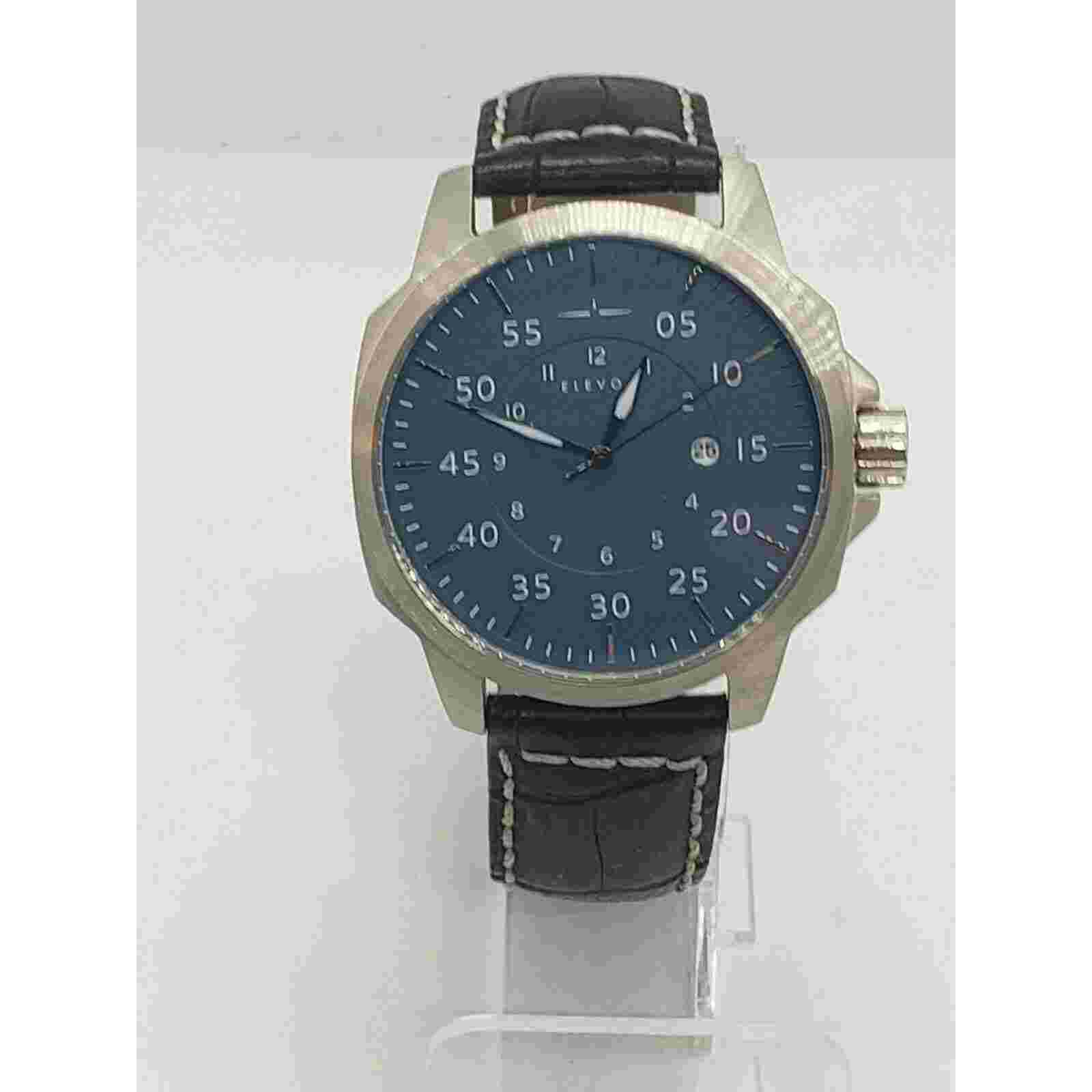 Elevon Hughes Aviator Style Men's Leather Bracelet Blue Faced 45mm