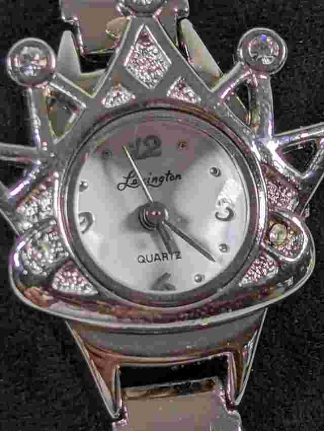 Lexington Crystal Accent Silver Tone Crown Case Bracelet Band Watch