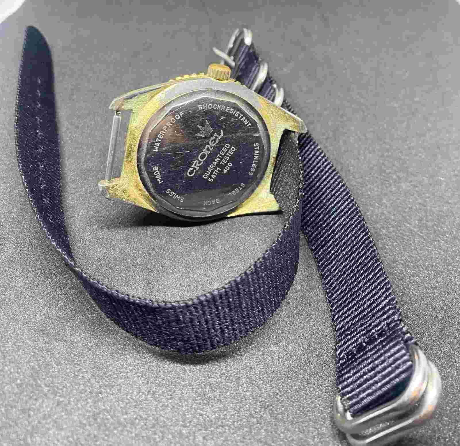 Vintage Cronel Watch Working 40mm Date window Manual wind Rotatable bezel