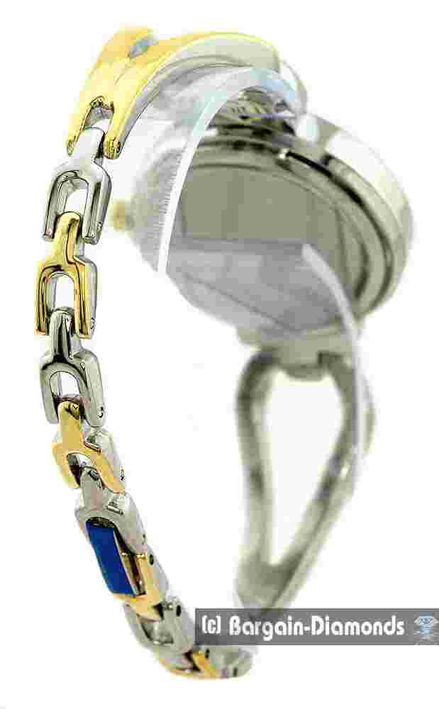 Ladies Silver-Gold Clubbing Party CZ Bezel Watch 12 mm CZs 7.5" Link Bracelet