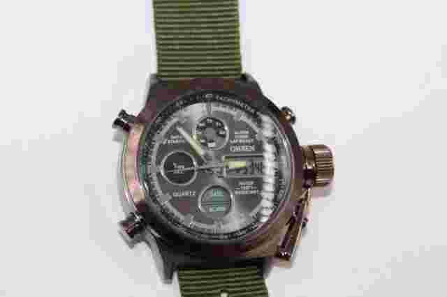 OHSEN TACHYMETER ALARM CHIME LAP ANALOG / DIGITAL MEN'S Wrist Watch