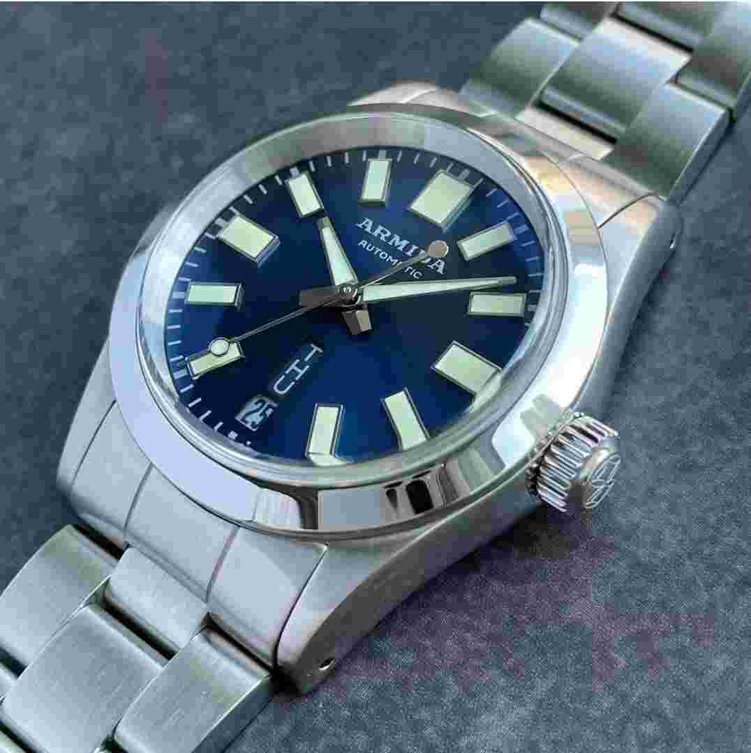 Armida A6 36mm Blue  dial silver printing & hands Watch Shipped from USA