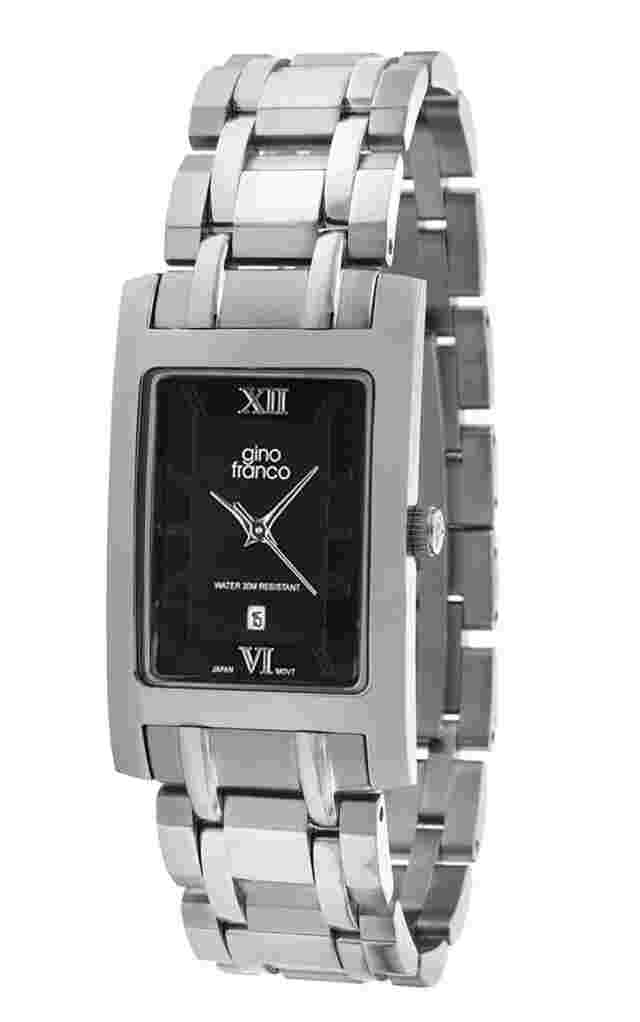 Gino Franco Men's Mondern Analog Quartz Rectangle Stainless Steel Bracelet Watch