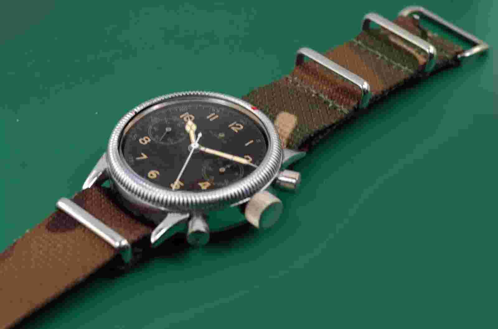 Vintage 1943 Antique Glashutte Tutima Chronograph WW2 Luftwaffe Military Watch
