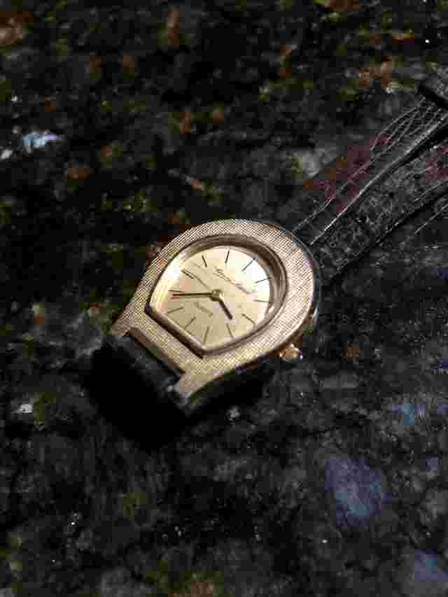 Vintage Gold Plated Etienne Aigner Quartz Watch W Lizard Strap By Bulova