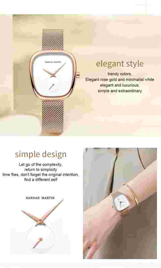 HANNAH MARTIN Ladies Luxury Wristwatch Stainless Steel Elegant Quartz Watch