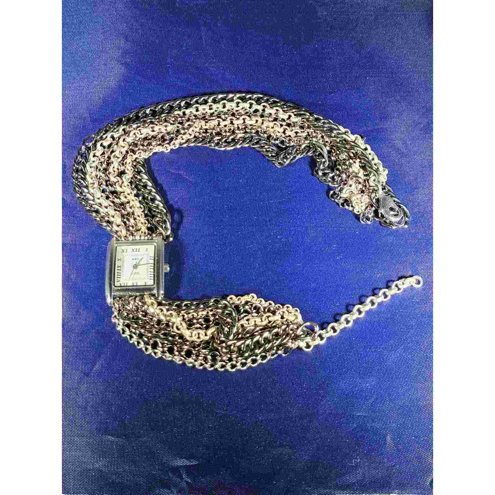 La Mer Collections Women's Roman Numeral Chain Wrap Watch Stainless Steel & Base