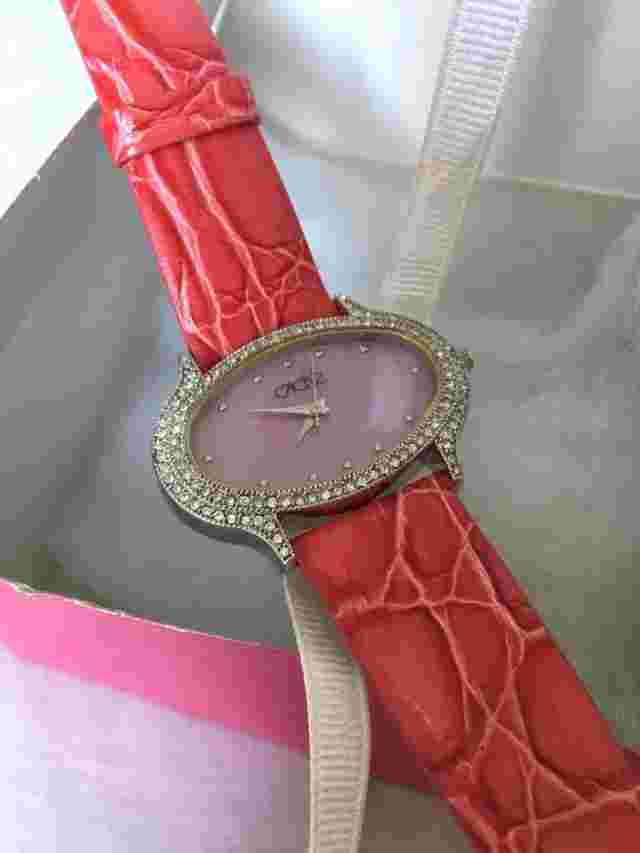 New Cache Pink Coral Watch with Leather Band