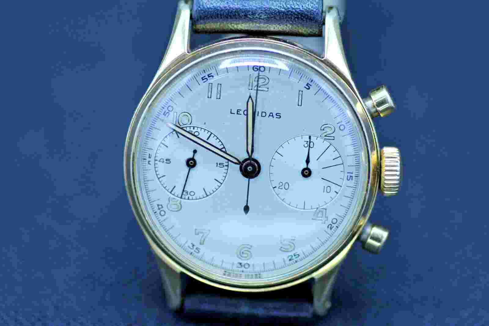 Vintage 1950's Leonidas Big Eye Chronograph Mens Watch - (Pre - Heuer) - Running