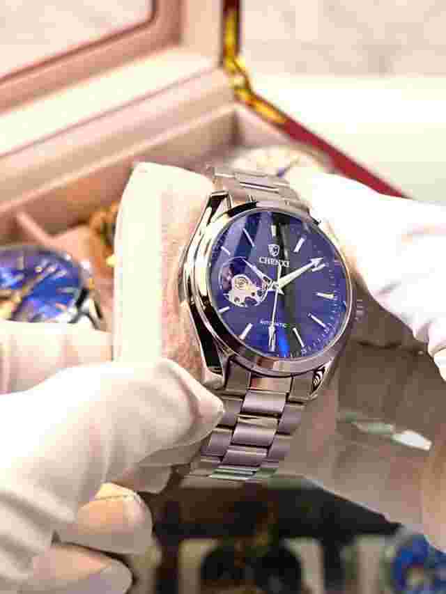 CHENXI Men's Leather Tourbillon Waterproof Luminous Automatic Mechanical Watch