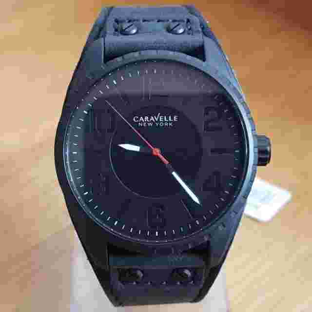 Mens Bulova Caravelle Wide Cuff Black Stealth Military Watch 45B125 BNIB