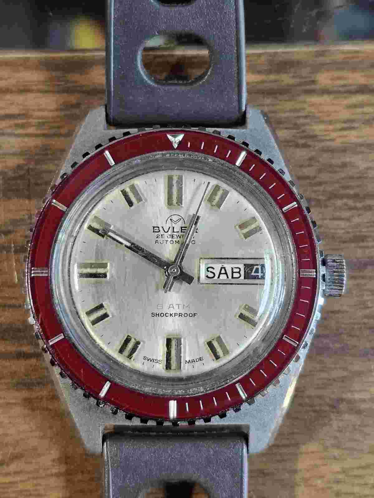 Vintage Buler Diver Automatic 1361 AC Rotating Bakelite Bezel