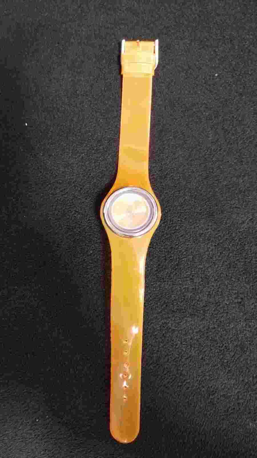 Vintage X-Time Japan Quartz Orange Plastic Band Wristwatch Stainless Steel Back