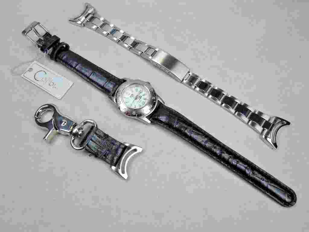 Colibri ladys clip-on watch wrist watch quartz black band stainless steel band