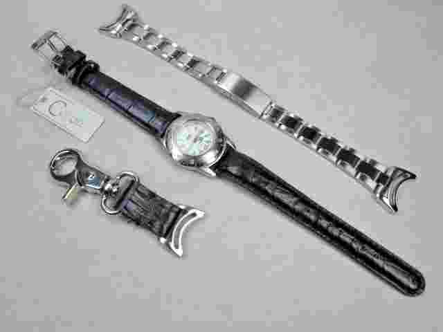 Colibri ladys clip-on watch wrist watch quartz black band stainless steel band