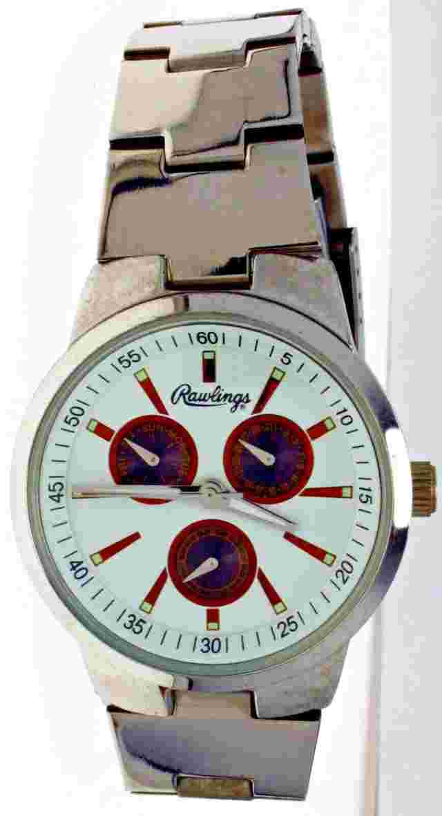 New Old Stock MEN'S Rawlings Day Date 24h WRIST WATCH Stainless Steel Model74047