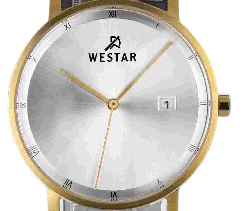Westar Profile Black Leather Strap Silver Dial Quartz 50221GPN107 Men's Watch
