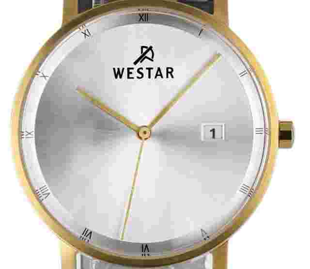 Westar Profile Black Leather Strap Silver Dial Quartz 50221GPN107 Men's Watch