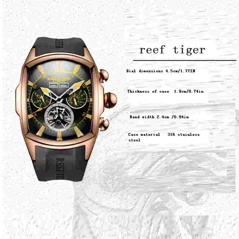 Reef Tiger Brand Men's Automatic Mechanical Watch - Stylish Business Watch