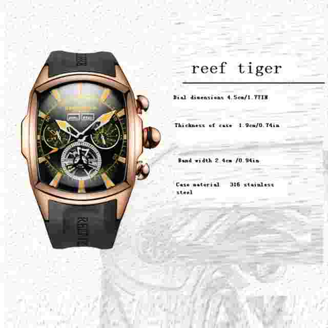 Reef Tiger Brand Men's Automatic Mechanical Watch - Stylish Business Watch