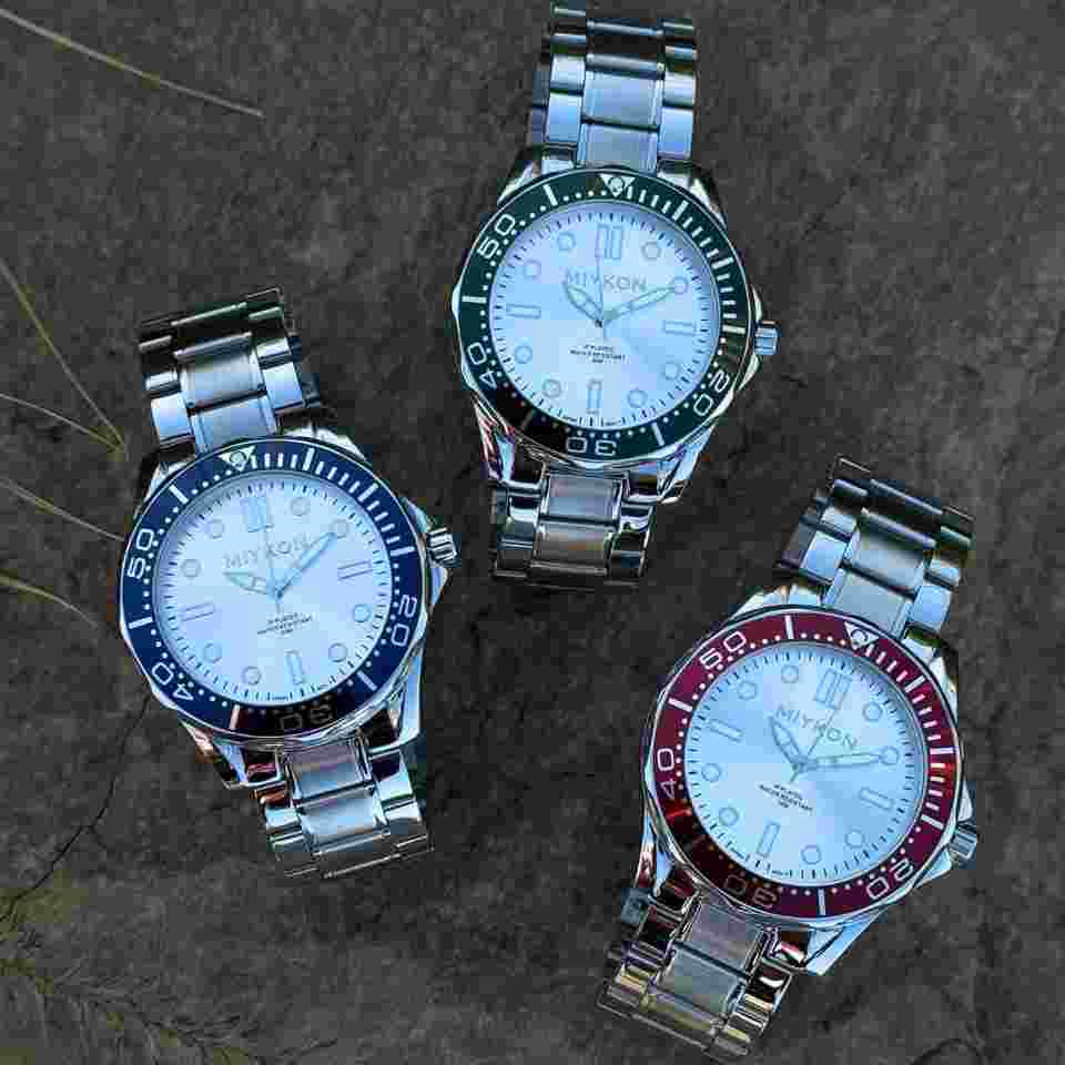 Miykon Men's Watch Japanese Quartz Scratch Resistant, Silver Green Silver, Su...