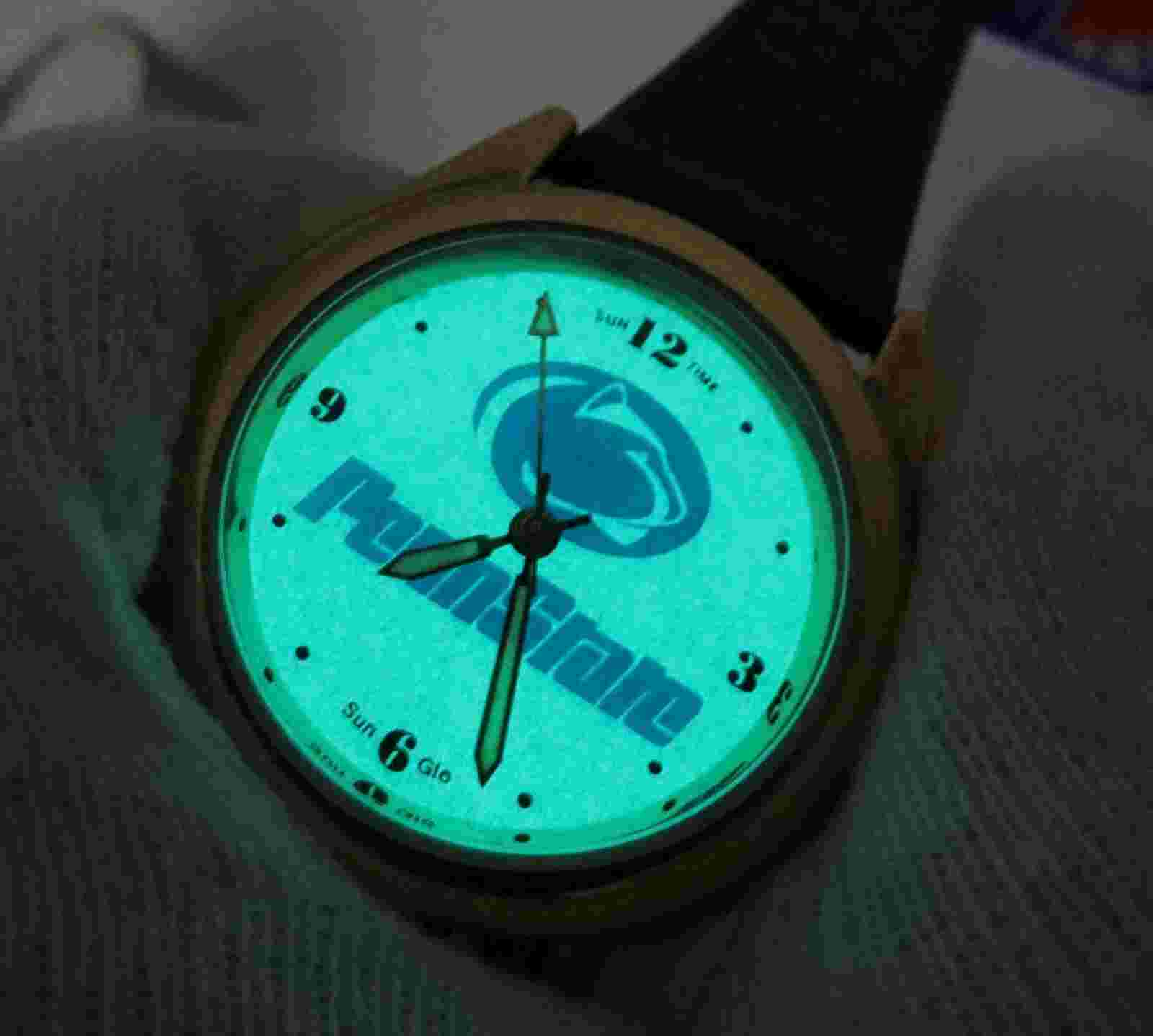 PENN STATE,Sun Time,Indiglo "Glow Dial" MENS WATCH NIB,RARE,R9-14,L@@K!