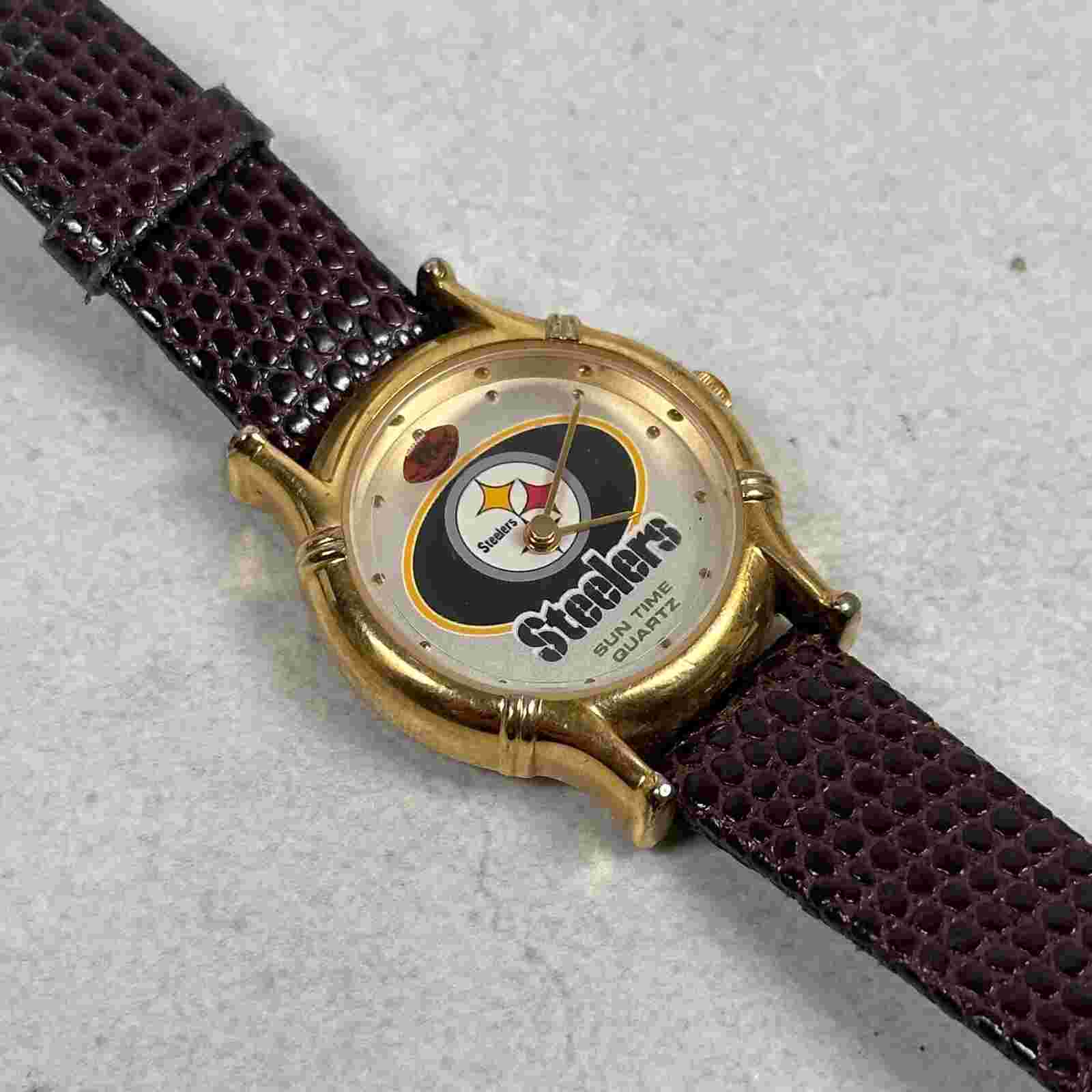 VTG Pittsburgh Steelers Watch 28mm Sun Time Football Seconds Hand New Battery