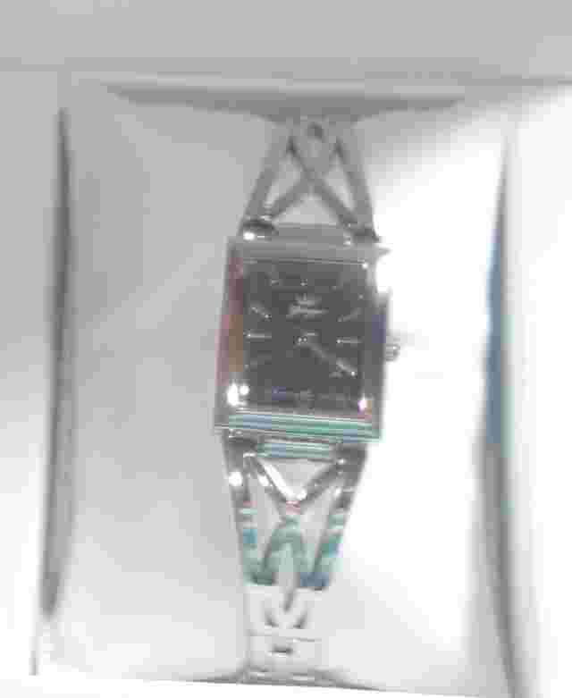 Yonger and Bresson Rectangle Black Dial Steel Quartz Watch DMC 1504/01 new