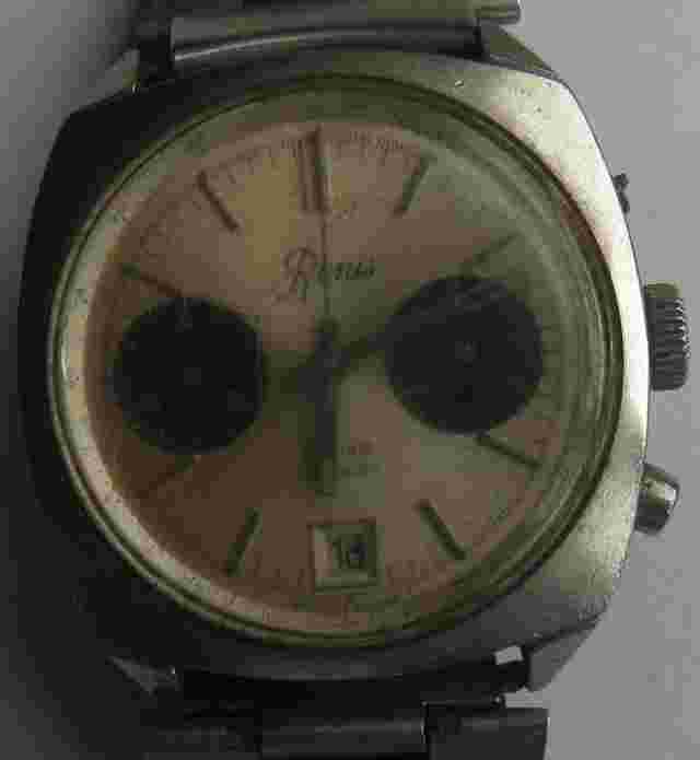 Valjoux 7734 "Renis" Chronograph mens steel case load manual 38 mm. in diameter