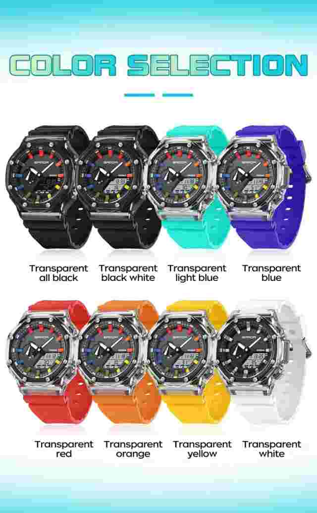 SANDA LED Outdoor Military Waterproof Quartz Retro Digital Watch - Mens