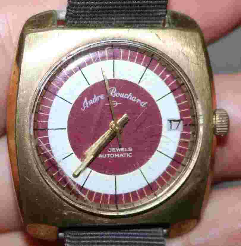 VINTAGE ANDRE BOUCHARD 17 JEWELS MENS WATCH AUTOMATIC RUNNING